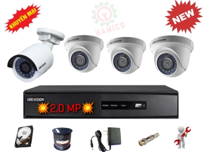 TRỌN BỘ 4 CAMERA HIKVISON 2.0MP